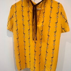 Zara Basic Yellow Patterned Shirt – Size L